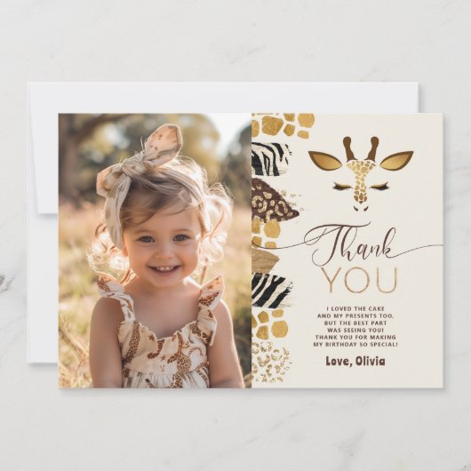 Safari Wild Één verjaardagsfoto dank u kaart (Voorkant)