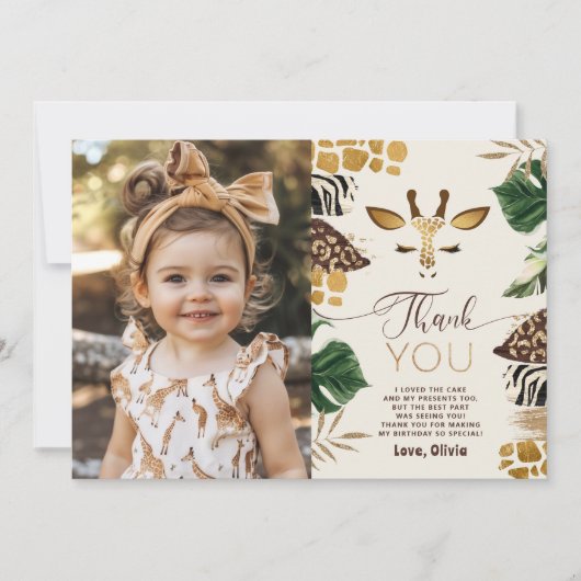 Safari Wild Één verjaardagsfoto dank u kaart (Voorkant)