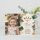 Safari Wild Één verjaardagsfoto dank u kaart (Staand voorkant)