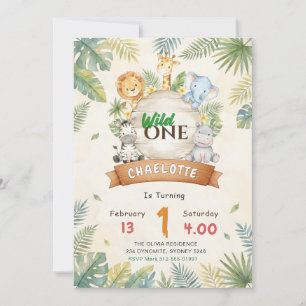 Safari Wild Eerste verjaardag Kaart