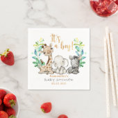 Safari Wild Giraffe Zebra Elephant Baby shower Servet (Insitu)