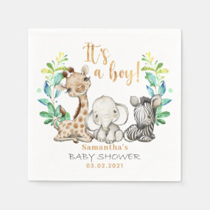 Safari Wild Giraffe Zebra Elephant Baby shower Servet