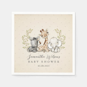 Safari Wild Giraffe Zebra Elephant Baby shower Servet