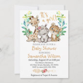 Safari Wild Girl Baby shower Uitnodiging (Voorkant)