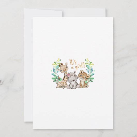 Safari Wild Girl Baby shower Uitnodiging (Achterkant)