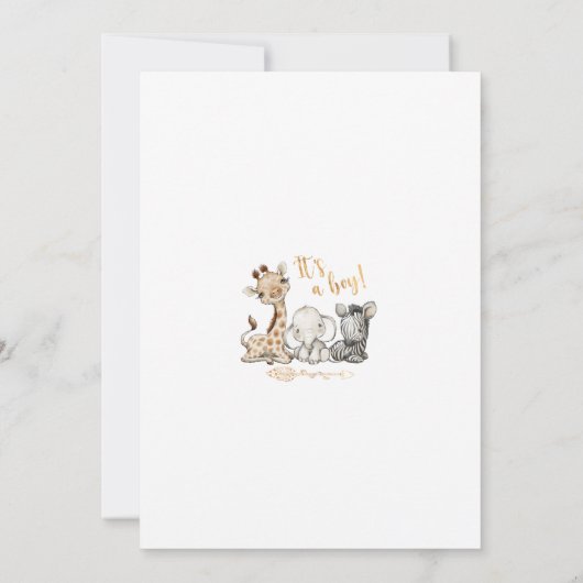 Safari Wild Het is een Jongen Baby shower Uitnodig Kaart (Achterkant)