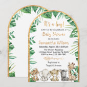 Safari Wild Het is een Jongen Baby shower Uitnodig Kaart (Voorkant / Achterkant)