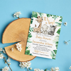 Safari Wild Het is een Jongen Baby shower Uitnodig Kaart