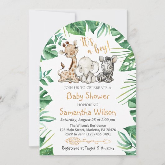 Safari Wild Het is een Jongen Baby shower Uitnodig Kaart (Voorkant)