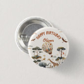 Safari Wild Hot Air Balloon Oerwoud 1e verjaardag Ronde Button 3,2 Cm (Voorkant /achterkant)