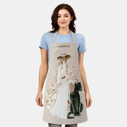 Safari Wild Leopard Boho Lady Personalized Beige Schort (Gedragen)