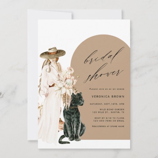 Safari Wild Leopard Boho Lady Vrijgezellenfeest Kaart (Voorkant)