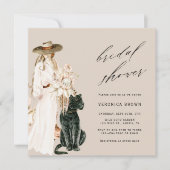 Safari Wild Leopard Boho Lady Vrijgezellenfeest Sq Kaart (Voorkant)