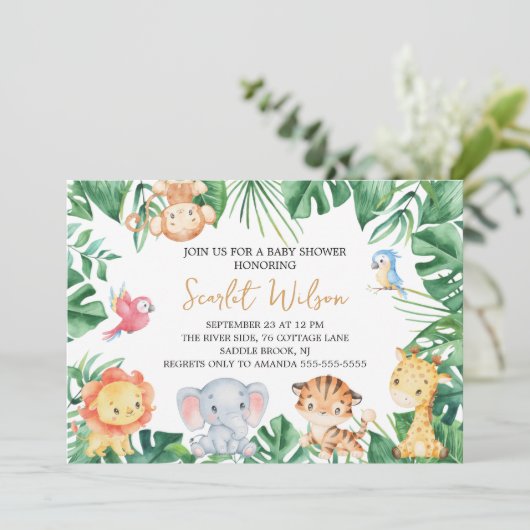 Safari Wild Oh Baby! Baby shower Uitnodiging (Staand voorkant)