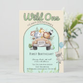 Safari Wild One 1 Foto Waterverf 1e Verjaardag Kaart (Staand voorkant)