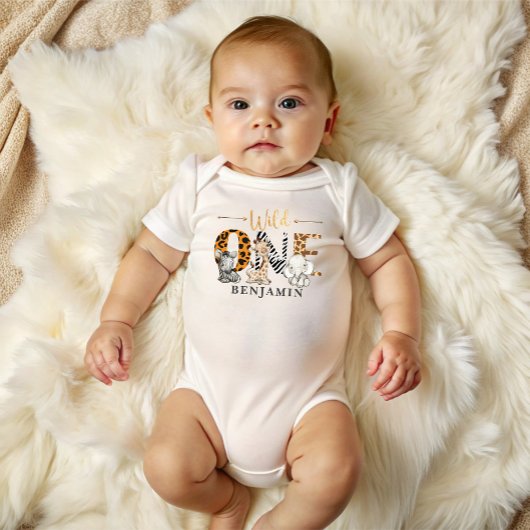 Safari Wild One 1e Verjaardag Baby Bodysuit