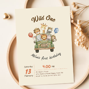 Safari Wild One 1e verjaardag Kaart