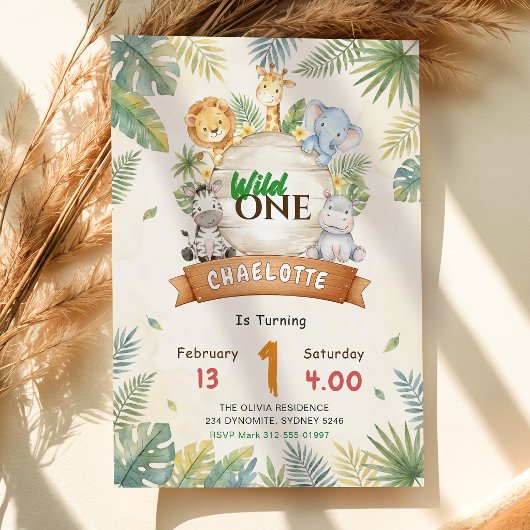 Safari Wild One 1e verjaardag Kaart