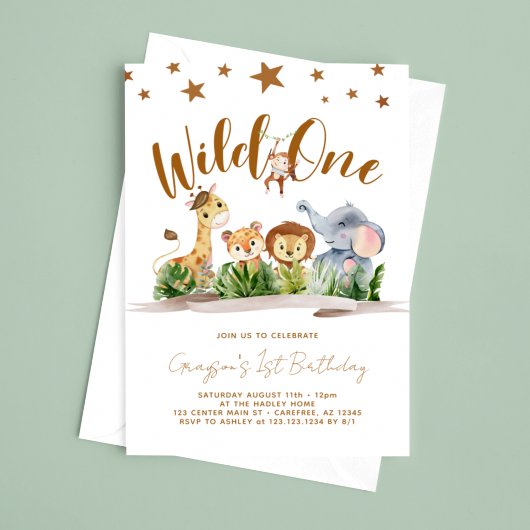 Safari Wild One 1e Verjaardag Kaart