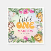 Safari Wild One 1e verjaardag meisje Servet (Voorkant)