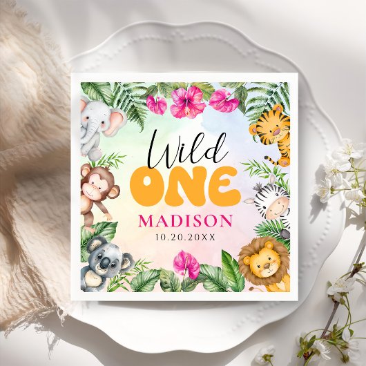 Safari Wild One 1e verjaardag meisje Servet