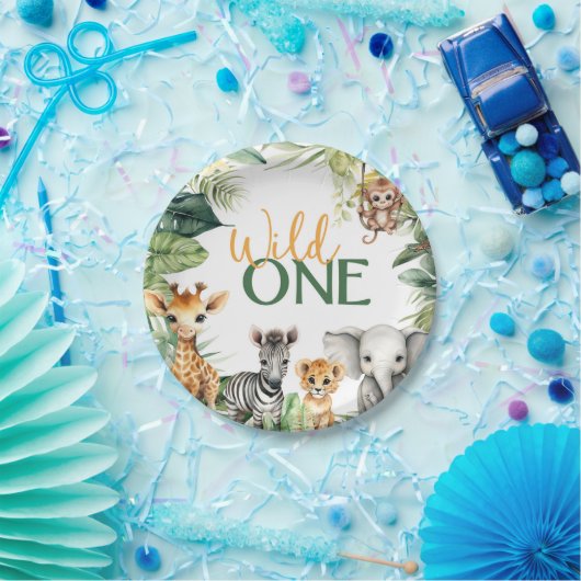 Safari WILD ONE 1e verjaardag Papieren Bordje (Feest)