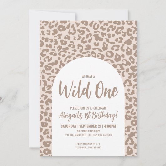 Safari Wild One 1e verjaardag Party Kaart (Voorkant)