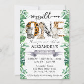 Safari Wild One 1e verjaardag Party Kaart (Voorkant)