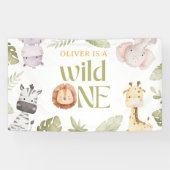 Safari Wild One 1e verjaardag Spandoek (Horizontaal)