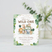 Safari Wild One 1e Verjaardags Uitnodiging (Staand voorkant)