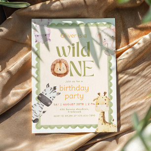 Safari Wild One 1e verjaardagsuitnodiging Kaart