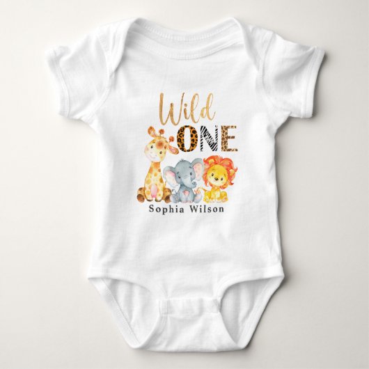 Safari Wild One 1st Birthday Baby Bodysuit (Voorkant)