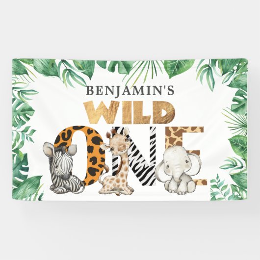 Safari Wild One 1st Birthday Banner (Horizontaal)