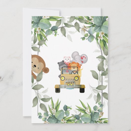 Safari Wild One 1st Birthday Boy Kaart (Achterkant)