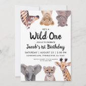 Safari Wild One 1st Birthday Boy Kaart (Voorkant)