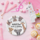Safari Wild One 1st Birthday Boy Papieren Bordje (Feest)