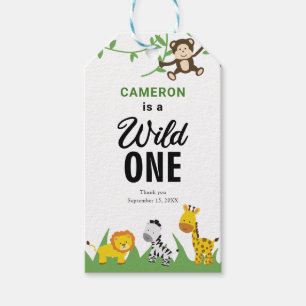 Safari Wild One 1st Birthday Cute Kawaii Cadeaulabel
