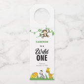 Safari Wild One 1st Birthday Cute Kawaii Custom Flessenhanger (Voorkant)