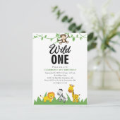 Safari Wild One 1st Birthday Cute Oerwoud Briefkaart (Staand voorkant)