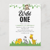 Safari Wild One 1st Birthday Cute Oerwoud Briefkaart (Voorkant)
