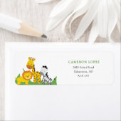 Safari Wild One 1st Birthday Cute Oerwoud Custom Etiket (Insitu)