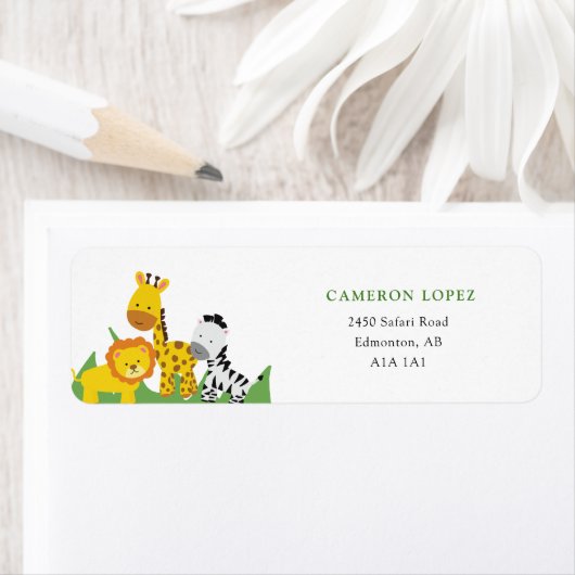 Safari Wild One 1st Birthday Cute Oerwoud Custom Etiket (Insitu)