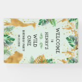 Safari Wild One 1st Birthday Green Welkom Spandoek (Horizontaal)
