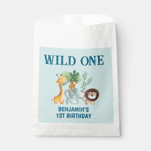 Safari Wild One 1st Birthday Party  Bedankzakje (Voorkant)