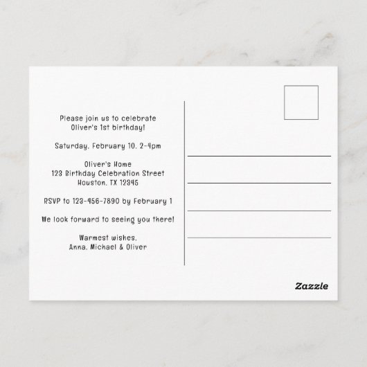 Safari Wild One 1st Birthday Party Invitation Briefkaart (Achterkant)