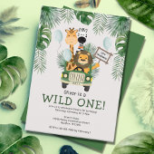 Safari Wild One 1st Birthday Party Invitation Kaart