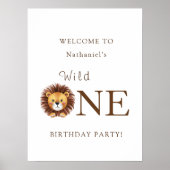 Safari wild one 1st birthday welcome sign  poster (Voorkant)