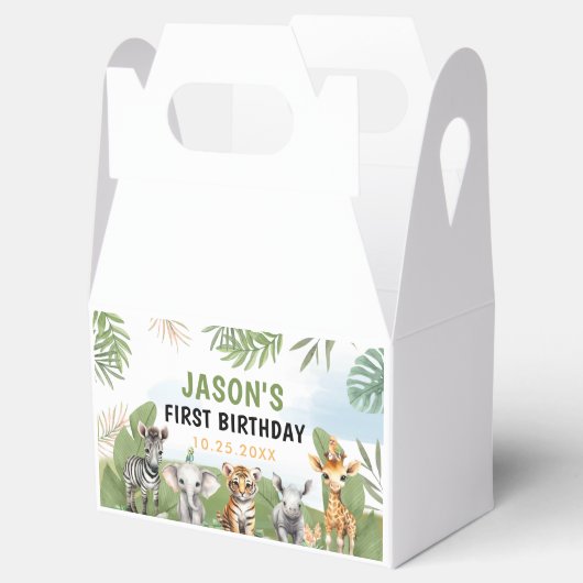 Safari Wild One 1st Boy Verjaardag Bedankdoosjes (Geopend)
