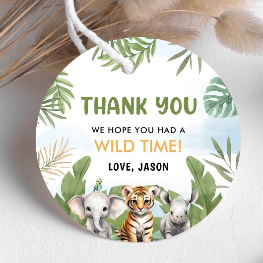 Safari Wild One 1st Boy Verjaardag Bedankjes Labels