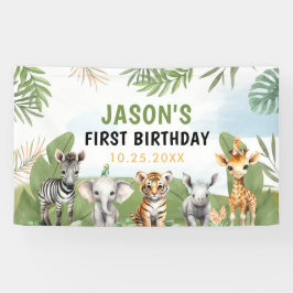 Safari Wild One 1st Boy Verjaardag Spandoek